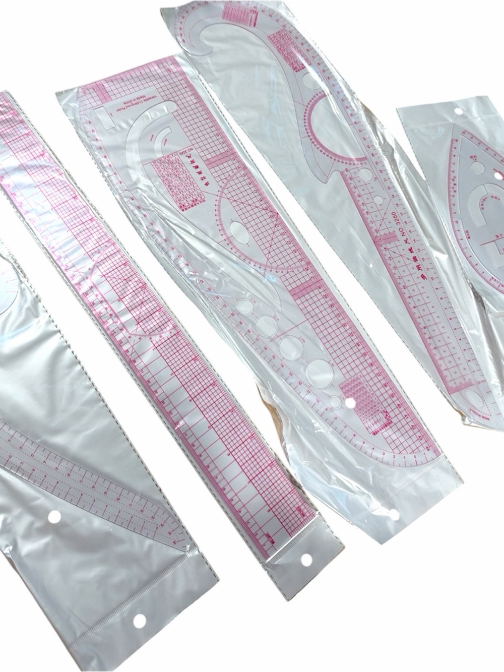 5-Piece Sewing Pattern Ruler Set Dressmaking Tailoring French Curve Clothing